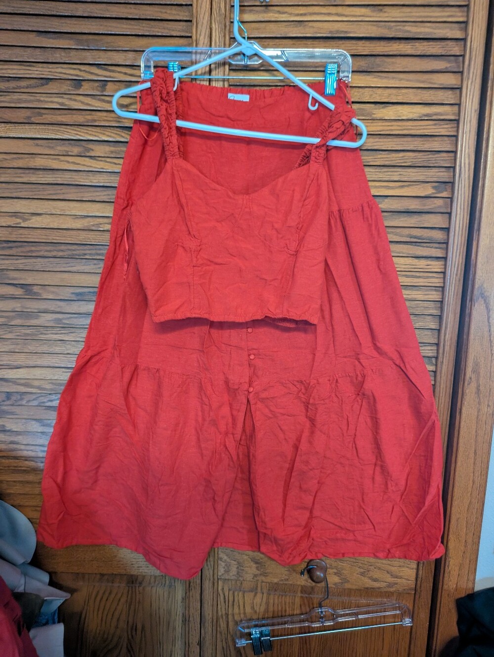 Japna New Two Piece Set Linen Blend Skirt Size Medium And Top Size Large